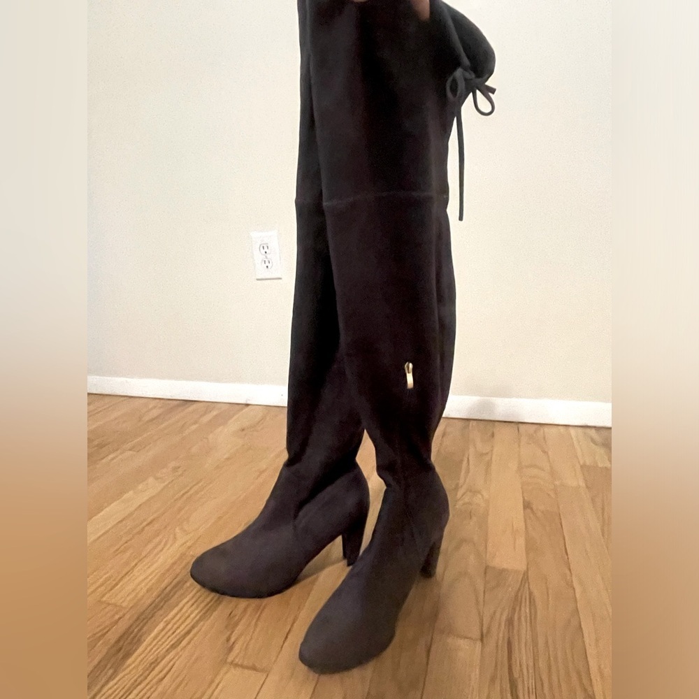 Catherine Malandrio Soft Brown Velvet Heel Boots, Knee Length Womens Size 10